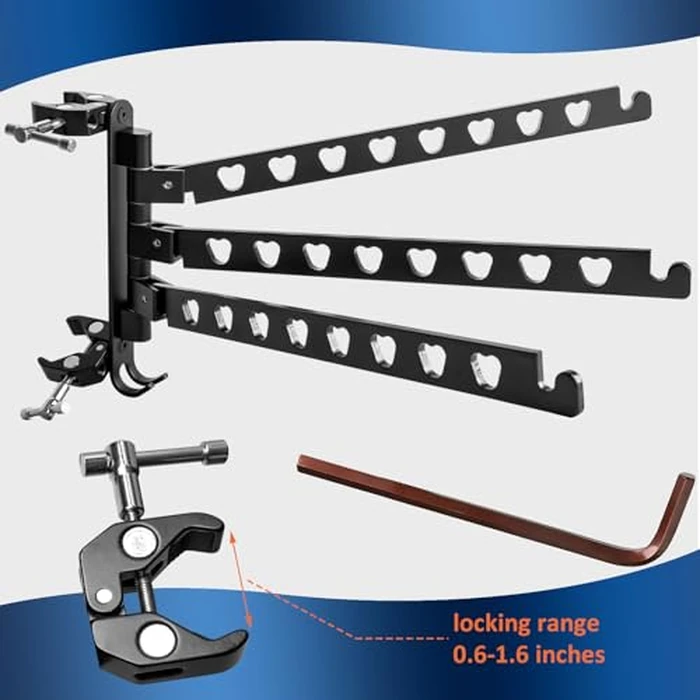 Jiaxitek Aluminum RV Clothes Drying Rack,180 degrees Swivel Arms - Ladder Mounted, No Drilling, Upgraded Clips, Foldable, Space Saver for RV/Camper/Trailer/Boat/Home by Jiaxitek - Image 3