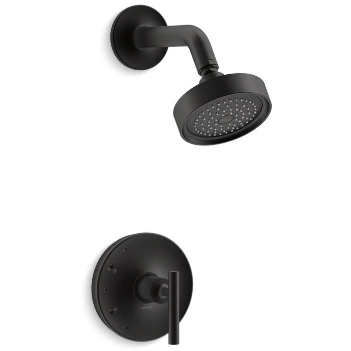 KOHLER K-TS14422-4-BL Purist Rite-Temp Shower Faucet Trim Kit with Lever Handle, Showerhead and Trim Set, 2.5 GPM, Matte Black by Kohler - Image 1