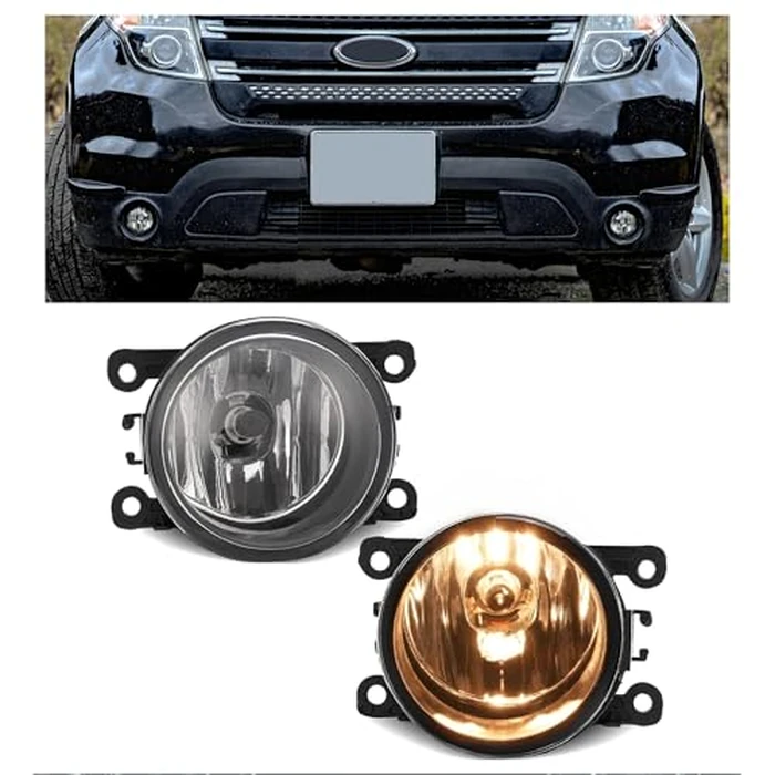 HECASA 2pc Fog Light Compatible with 2005-2024 Ford Focus C-Max Explorer Fiesta Freestyle Fusion Mustang Ranger Taurus X Connect Utility Lincoln Navigator Replacement for FO2592217 Fog Lamp Clear Lens by HECASA - Used - Like New condition