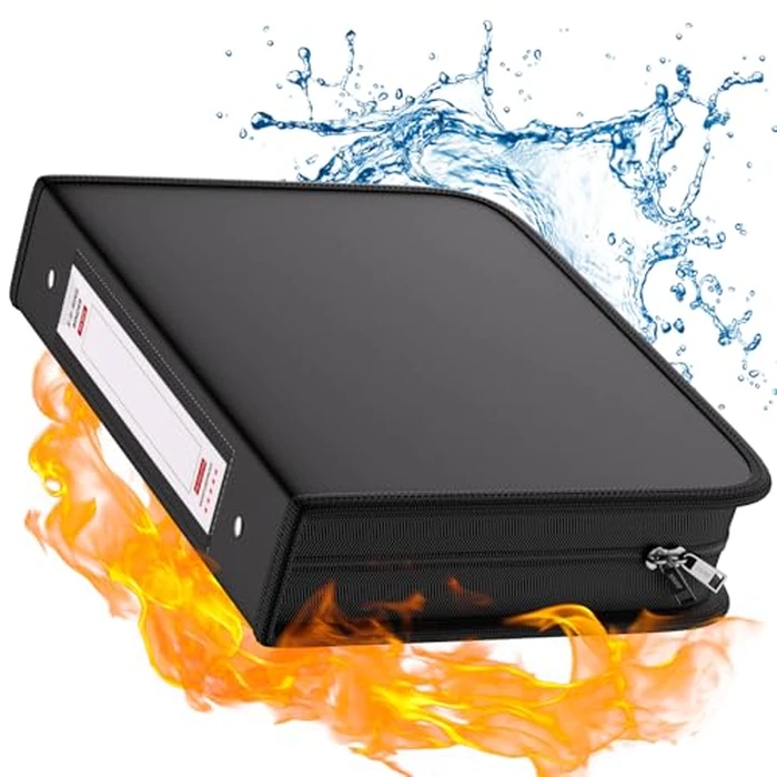 ZOOPIP Fireproof 3 Ring Binder with Zipper, 2 Inch D Rings Hold up 450 Sheets of 8.5" x 11" (A4), Compatible with Clear Page Protectors, Built-in net and Pen Holder (1 Pcs, Black, 2") by ZOOPIP - Used - Very Good condition