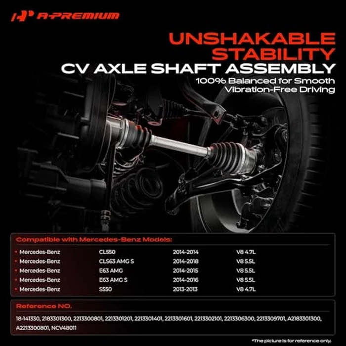 A-Premium CV Axle Shaft Assembly Compatible with Mercedes-Benz CL550 2014, E63 AMG 2014-2015, S550 2013, CLS63 AMG S, 4.7L 5.5L, Front Left Driver Side, Replace# 2213306300, 2183301300 by A-premium - Image 2
