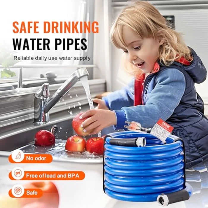 VEVOR 25ft Heated Water Hose for RV, Heated Drinking Water Hose Antifreeze to -45 degreesF, Automatic Self-regulating, 5/8" I.D. with 3/4" GHT Adapter, Lead and BPA Free by VEVOR - Image 4