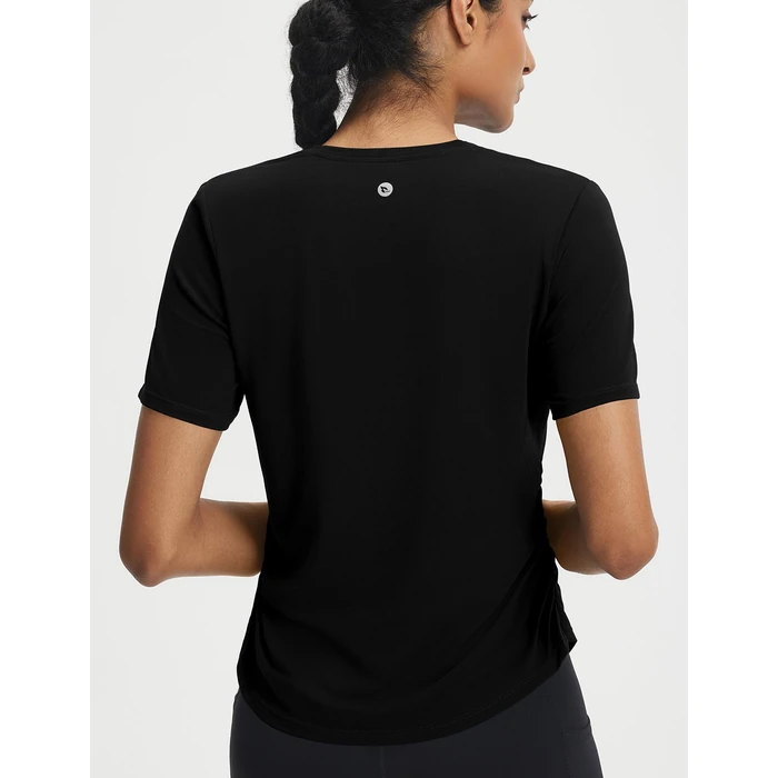baleaf Women's Short Sleeve Yoga Shirts Soft UPF 50+ Workout Tops Sun Protection Athletic T-Shirts Black L by baleaf - Image 2