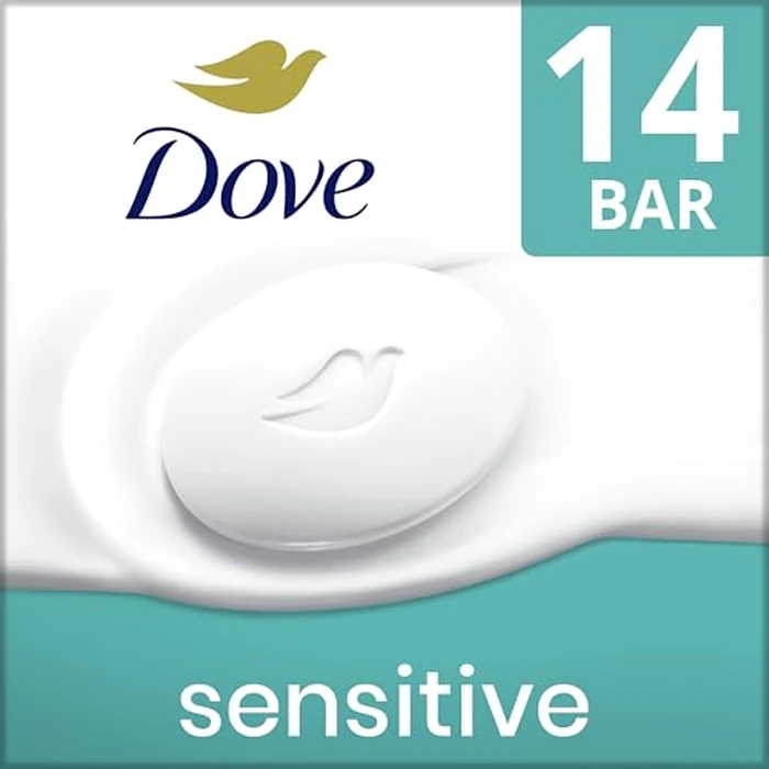 Dove Beauty Bar More Moisturizing Than Bar Soap for Softer Skin, Fragrance-Free, Hypoallergenic, Sensitive Skin with Gentle Cleanser 3.75 oz 14 Bars by Dove - Used - Very Good condition