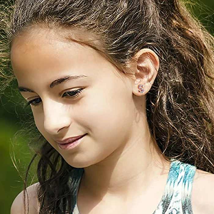 Memorjew Initial Earrings for Women - 925 Sterling Silver Post 14K Gold Plated Letter S Initial stud Earring Cubic Zirconia Earrings for Women Jewelry Gifts by Memorjew - Image 8