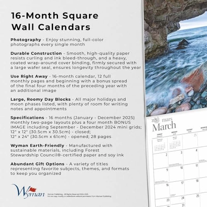 Newfoundland & Labrador | 2025 12 x 24 Inch Monthly Square Wall Calendar | Wyman Publishing | Canadian Regional Travel by BrownTrout Publishers Ltd. - Image 3
