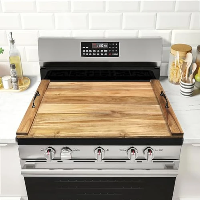 GASHELL Noodle Board Stove Cover with Handles for Electric, Gas Stove Top (Acacia Wood) by Gashell - Image 1