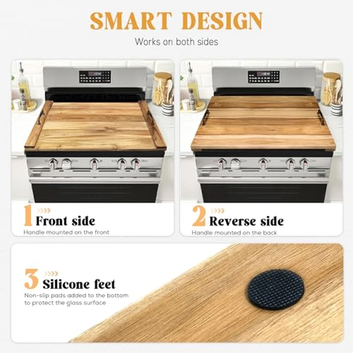 GASHELL Noodle Board Stove Cover with Handles for Electric, Gas Stove Top (Acacia Wood) by Gashell - Image 5
