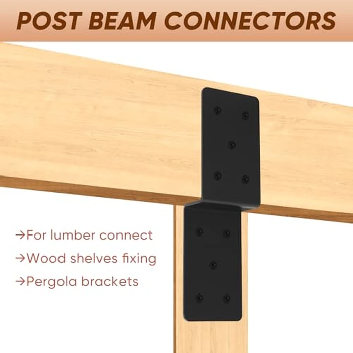 Heavy Duty Steel Z Pergola Brackets 4pcs,5"x 5" Z-Shape Connector Brackets, Post to Beam Support,Black Deck Joist Tie for Wood Projects by CYGIVC - Image 5