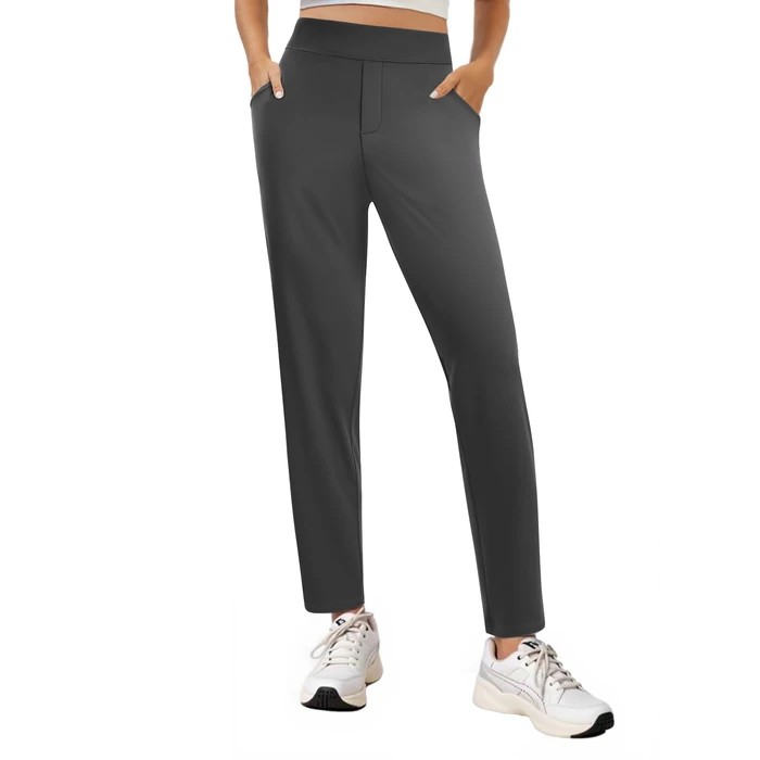 COPYLEAF Ankle Dress Pants Women High Waisted Work Travel Pants with Pockets Stretchy Business Casual Slacks(Dark Grey S) by COPYLEAF - Image 2