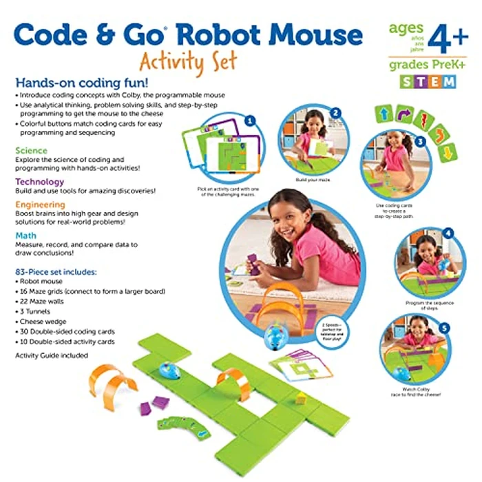 Learning Resources Code & Go Robot Mouse Activity Set - Robotics Kit For Kids, Pet Coding, STEM Games, Screen Free Activities, Engineering Science Kit, Toddler Interactive Games, Gifts For Boys by Learning Resources - Image 8