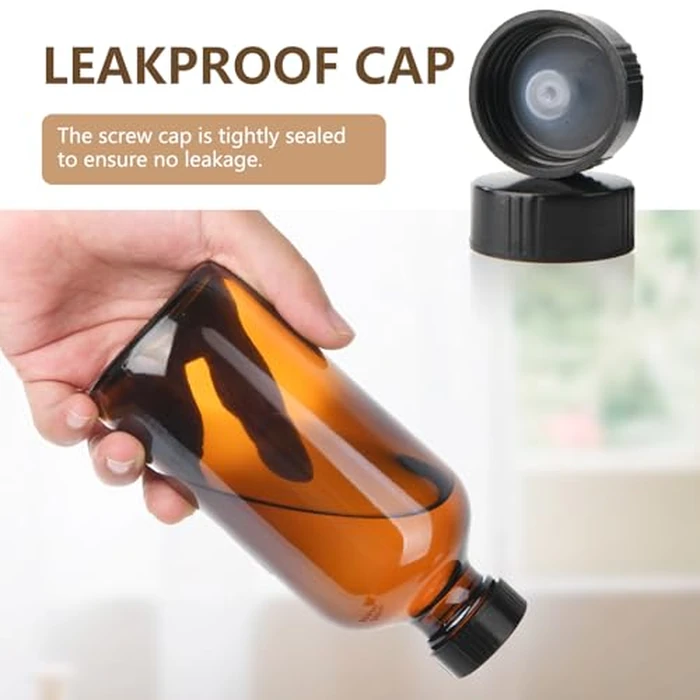 BPFY 12 Pack 8 oz Amber Glass Boston Bottle With Black Poly Cap, Funnel, Chalk Labels, Pen, Dispensing Bottles for Homemade Vanilla Extract, Essential Oils, Herbal Medicine, Wedding Christmas Decor by BPFY - Image 4