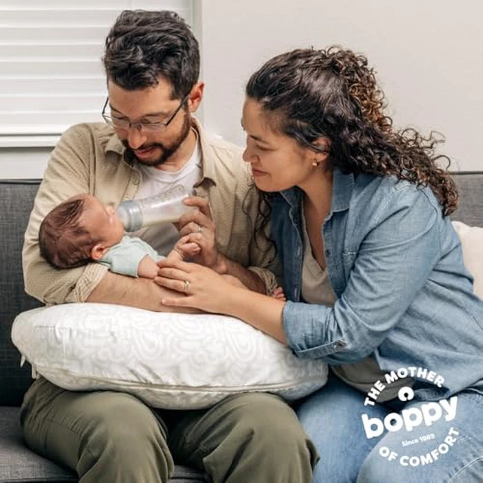 Boppy Nursing Pillow - Firm, Ergonomic U-Shaped Bottle and Breastfeeding Pillow with High Lift for Comfort and Support, Spacious Surface - Cream Retro Squiggles by Boppy - Image 3