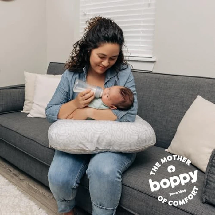 Boppy Nursing Pillow - Firm, Ergonomic U-Shaped Bottle and Breastfeeding Pillow with High Lift for Comfort and Support, Spacious Surface - Cream Retro Squiggles by Boppy - Image 9