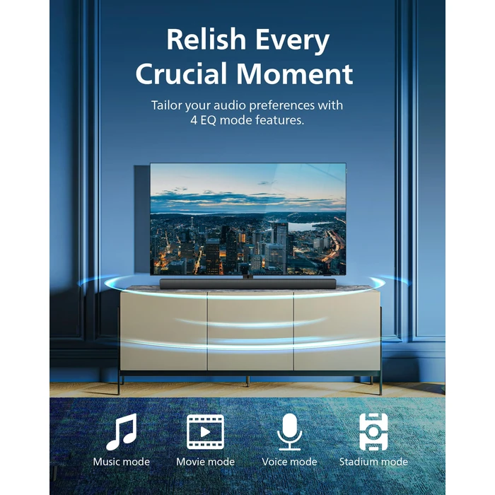 Philips B4208 2.0 Channel Bluetooth Soundbar - HDMI ARC, Roku TV Ready, 60W Max Power, Grey by Philips - Image 3