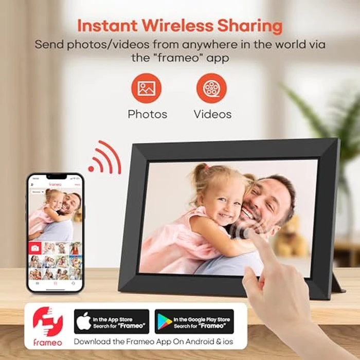 Frameo 10.1 Inch WiFi Digital Picture Frame with 32GB Memory, 1280 x 800 IPS Touch Screen Smart Electronic Photo Frame, Wall Mountable, Auto-Rotate, Share Photos/Videos Via Frameo App from Anywhere by BIGASUO - Image 2
