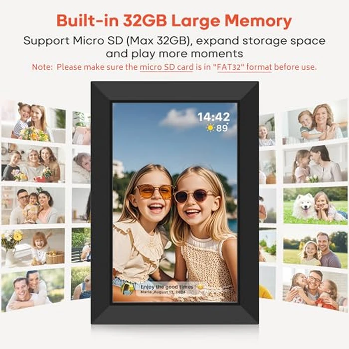 Frameo 10.1 Inch WiFi Digital Picture Frame with 32GB Memory, 1280 x 800 IPS Touch Screen Smart Electronic Photo Frame, Wall Mountable, Auto-Rotate, Share Photos/Videos Via Frameo App from Anywhere by BIGASUO - Image 3