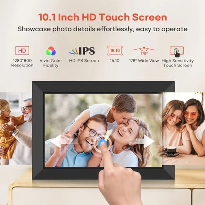 Frameo 10.1 Inch WiFi Digital Picture Frame with 32GB Memory, 1280 x 800 IPS Touch Screen Smart Electronic Photo Frame, Wall Mountable, Auto-Rotate, Share Photos/Videos Via Frameo App from Anywhere by BIGASUO - Image 4