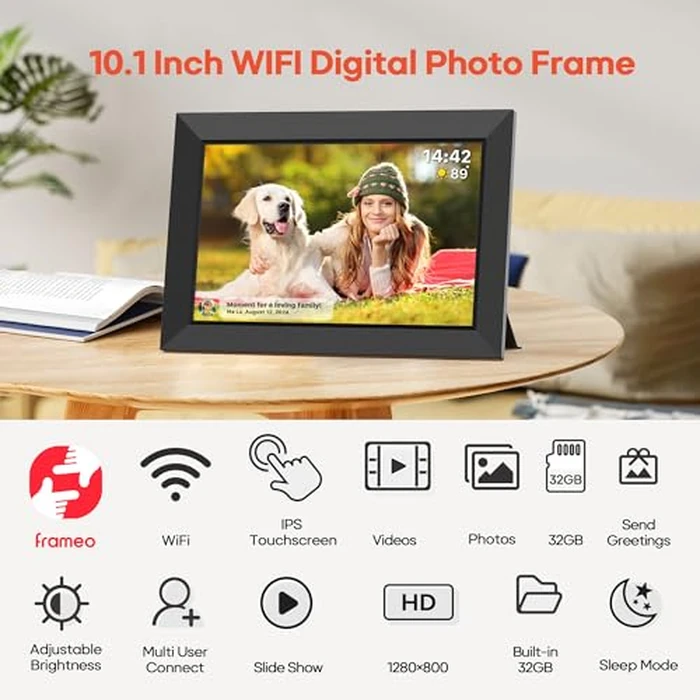Frameo 10.1 Inch WiFi Digital Picture Frame with 32GB Memory, 1280 x 800 IPS Touch Screen Smart Electronic Photo Frame, Wall Mountable, Auto-Rotate, Share Photos/Videos Via Frameo App from Anywhere by BIGASUO - Image 5
