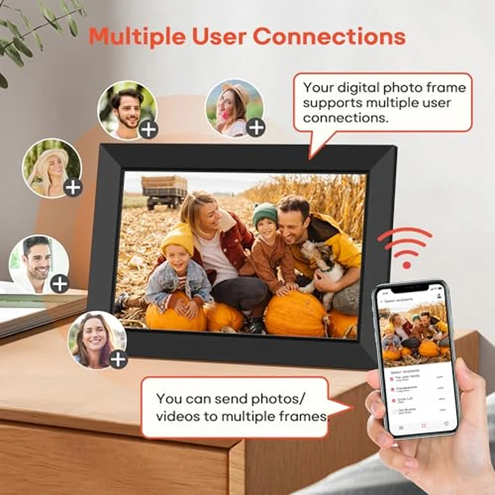 Frameo 10.1 Inch WiFi Digital Picture Frame with 32GB Memory, 1280 x 800 IPS Touch Screen Smart Electronic Photo Frame, Wall Mountable, Auto-Rotate, Share Photos/Videos Via Frameo App from Anywhere by BIGASUO - Image 6