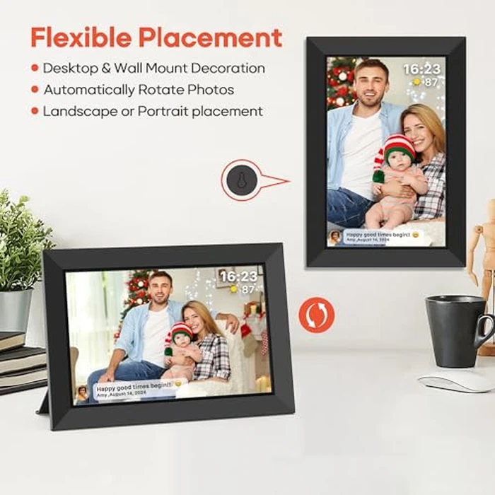 Frameo 10.1 Inch WiFi Digital Picture Frame with 32GB Memory, 1280 x 800 IPS Touch Screen Smart Electronic Photo Frame, Wall Mountable, Auto-Rotate, Share Photos/Videos Via Frameo App from Anywhere by BIGASUO - Image 7