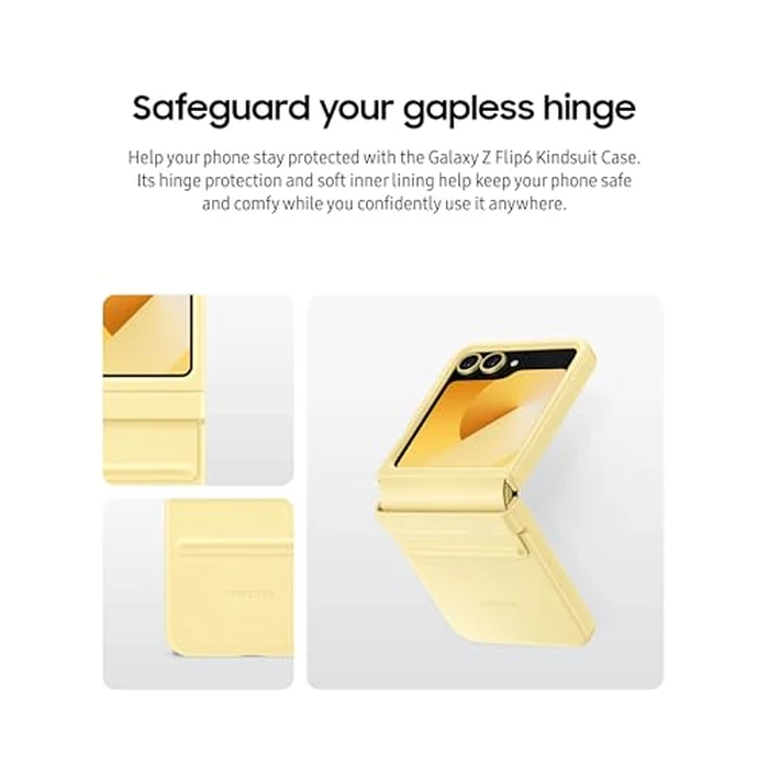 Samsung Galaxy Z Flip 7 FE, Flip 6 Kindsuit Phone Case, Protective Cover with Leather-Like Finish, Hinge Protector, Soft Inner Lining, US Version, Gray by Samsung - Image 4