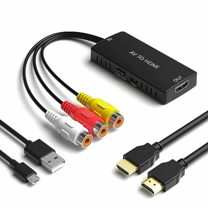 RuiPuo RCA to HDMI Converter, AV to HDMI Adapter Support 1080P, PAL/NTSC Compatible with WII/WII U/PS one/PS2/PS3/STB/Xbox/VHS/VCR/Blue-Ray DVD ect. by RuiPuo - Used - Very Good condition - US$11.48