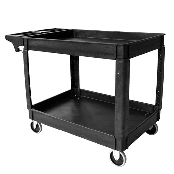 MaxWorks 2‑Tier Heavy‑Duty Utility Service Cart 500 lb Capacity 46" x 25.5" x 33.5" with 5" Swivel Casters and Polypropylene Shelves for Garage Workshop Warehouse Office (80858) by MaxWorks - Used - Like New condition - US$106.46