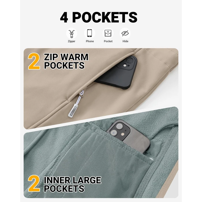 Outdoor Ventures Women's Lightweight Waterproof Fleece Lined Hooded Softshell Rain Jacket, Warm Windbreaker Long Coat by Outdoor Ventures - Image 5