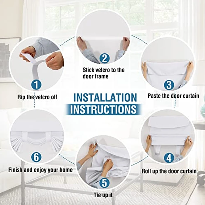 H.VERSAILTEX 100% Blackout French Door Curtain Privacy Blinds Light Blocking Curtain for Sliding Glass Door Thermal Insulated Tie Up Shade, 26x68 Inches, 1 Panel, Bleached White by H.VERSAILTEX - Image 4
