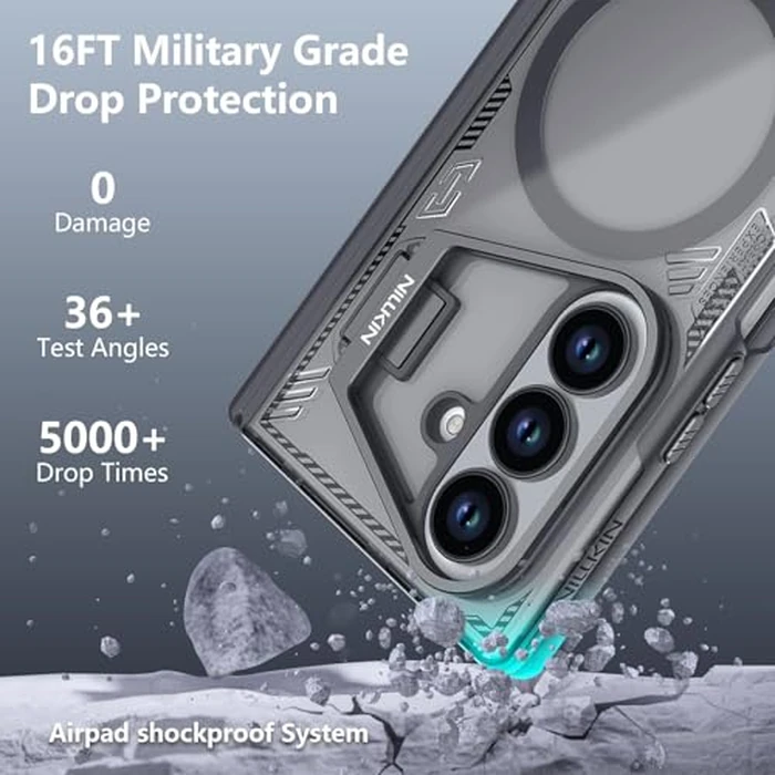 Nillkin for Samsung Galaxy Z Fold 7 Case, Compatible with MagSafe, Built-in [Screen Protector] [Hinge Protection] [Kickstand] Slim Magnetic Anti-Yellow Phone Case for Galaxy Z Fold 7 - Clear Black by Nillkin - Image 7