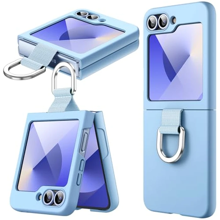 JETech Case ONLY for Galaxy Z Flip7FE 2025 / Z Flip 6 2024 with Ring, Hard PC Slim Shockproof Anti-Scratch Protective Phone Cover (Blue) by JETech - Image 1