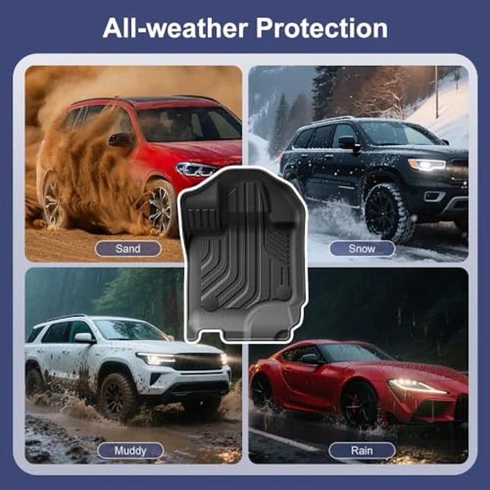 Pyniro TPE Car Floor Mats for Ford F-150 2015-2025 & F150 Lightning 2022-2025 SuperCrew (Rear w/o Fold Flat Storage), Custom Fit Carpet Floor All Weather Truck Mats - Front and Rear Row, 3PCS by Pyniro - Image 7