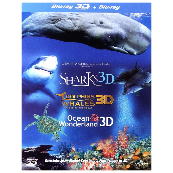Jean-Michel Cousteau's Film Trilogy: Dolphins & Whales/Sharks/Ocean Wonderland [Blu-ray 3D + Blu-ray] [Region Free] by UNIVERSAL - Used - Good condition - US$14.96