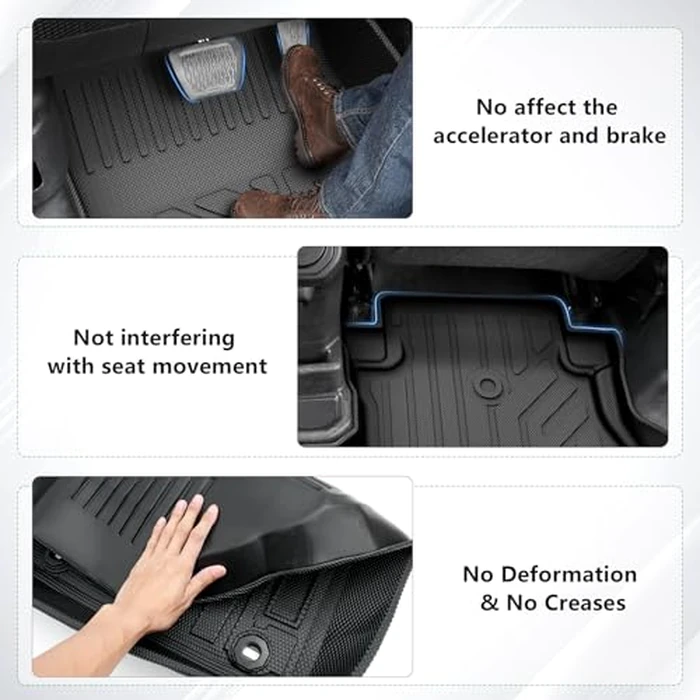 Cacartist Floor Mats Custom Fit for Ford Edge 2015-2023 2024 2025 for Edge Accessories TPE 3D All Weather Floor Liners 1st & 2nd Row Heavy Duty Waterproof Durable by Cacartist - Image 6