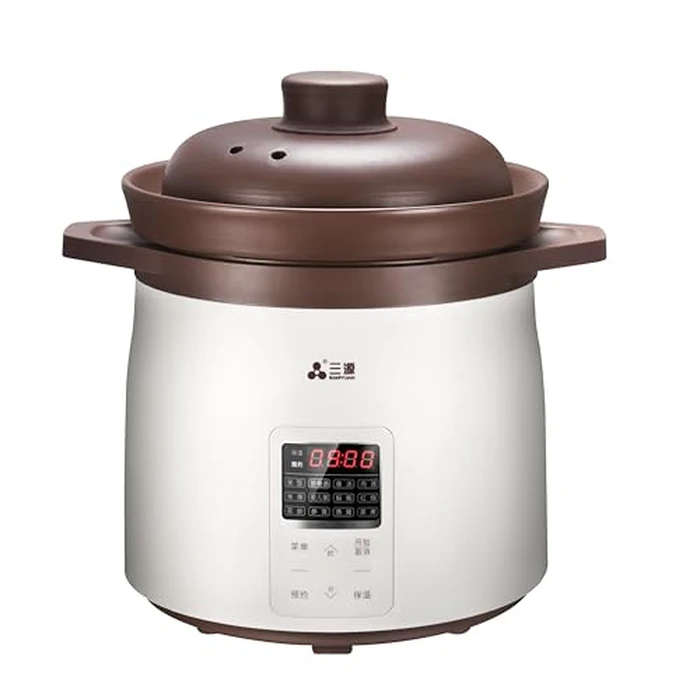 SanYuan 5L Electric Ceramic Stew Cooker and Rice Cooker, 12-in-1 Smart Slow Cooker with Inner Clay Pot, 700W, 24H Timer & Keep Warm, Baby Food Herbal Soup Maker - TGD50-SA21 by CUISINE TALENT - Used - Very Good condition