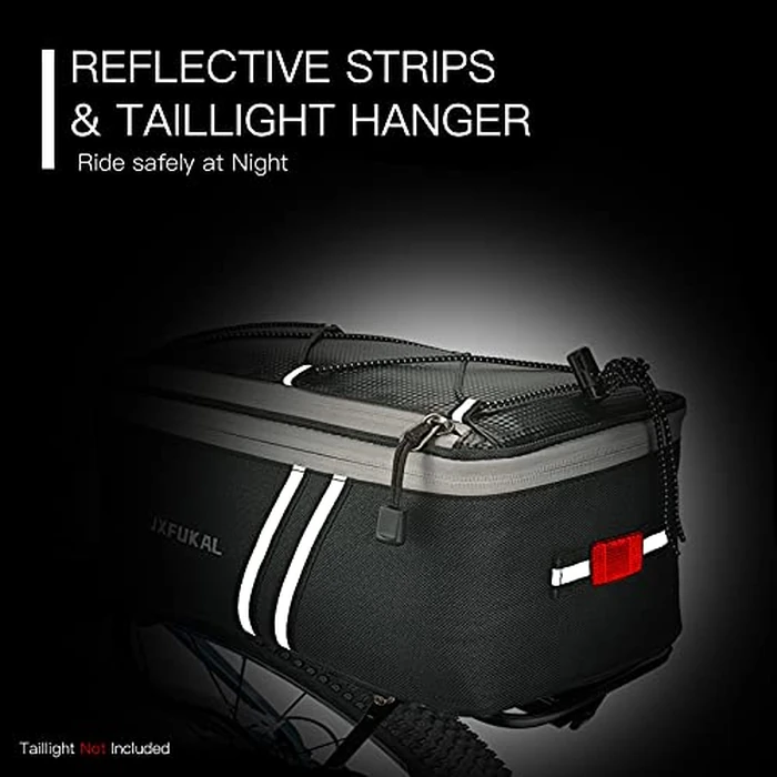 JXFUKAL Rear Bike Rack Bag with Rain Cover, 7L/9L/10L/12L Waterproof Bicycle Ebike Saddle Bag Cycling Pannier Trunk Carrier with Reflector & Adjustable Cord for Commuter Travel Outdoor by JXFUKAL - Image 6