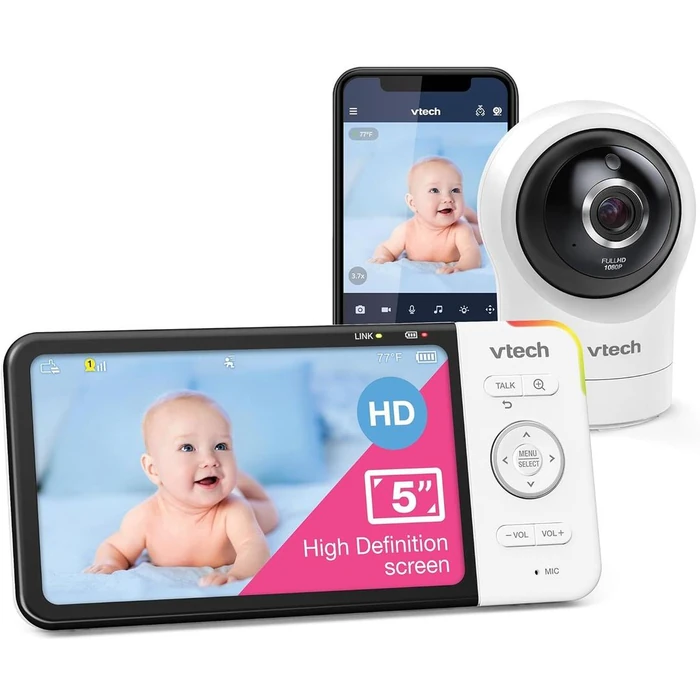 Vtech 5" Inch Smart Wi-Fi Monitor Pan and Tilt Monitor RM5764HD - White by Vtech - Refurbished - Brand New condition - CA$129.98