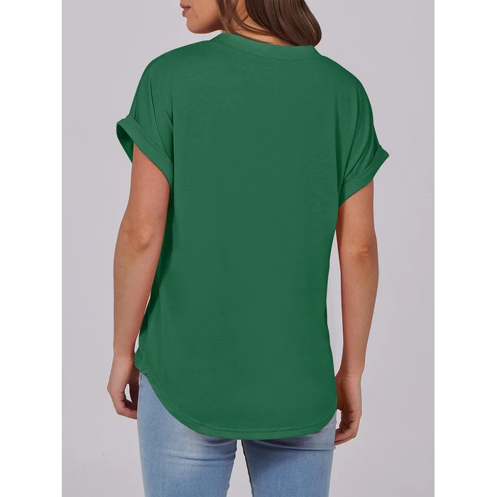 ANRABESS Womens Short Sleeve Henley Tops V Neck Dressy Casual Blouses Summer Trendy Tee Shirts 2026 Vacation Fashion Clothes Green Small by ANRABESS - Image 5