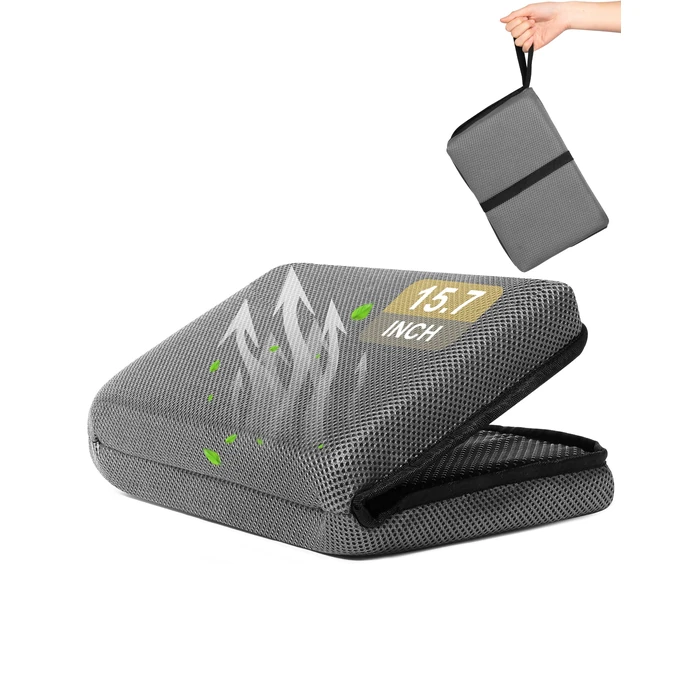 FASTMOMENT Airplane Seat Cushion Portable Travel Cushion for Comfort Foldable Stadium Pad with Breathable Fabric Seat Pad Perfect for Long Flights, Office, Camping, Bleacher (15.7'', Grey) by FASTMOMENT - Used - Very Good condition