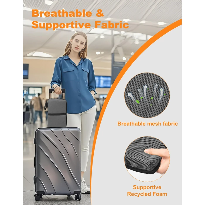 FASTMOMENT Airplane Seat Cushion Portable Travel Cushion for Comfort Foldable Stadium Pad with Breathable Fabric Seat Pad Perfect for Long Flights, Office, Camping, Bleacher (15.7'', Grey) by FASTMOMENT - Image 4