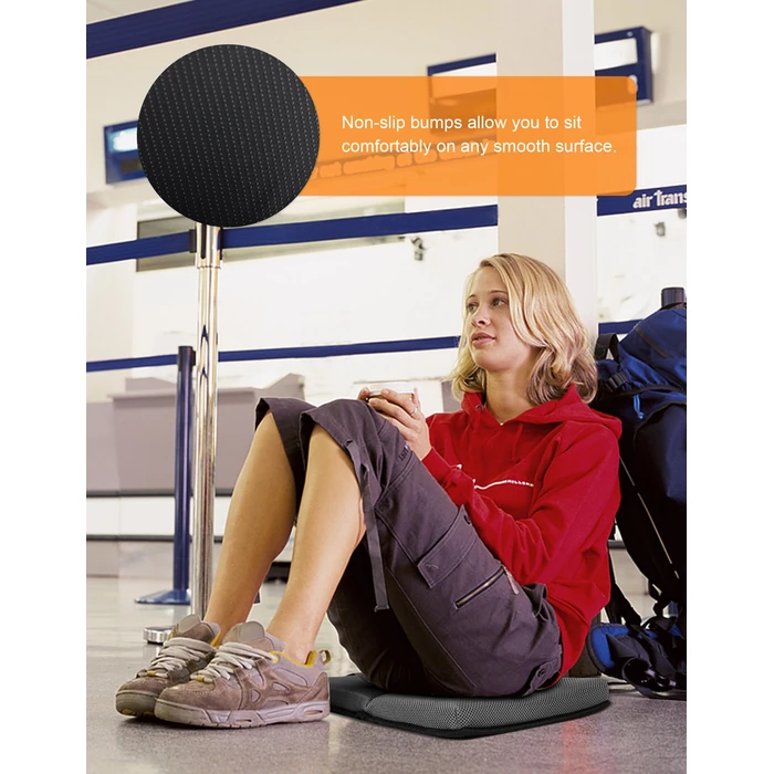 FASTMOMENT Airplane Seat Cushion Portable Travel Cushion for Comfort Foldable Stadium Pad with Breathable Fabric Seat Pad Perfect for Long Flights, Office, Camping, Bleacher (15.7'', Grey) by FASTMOMENT - Image 6