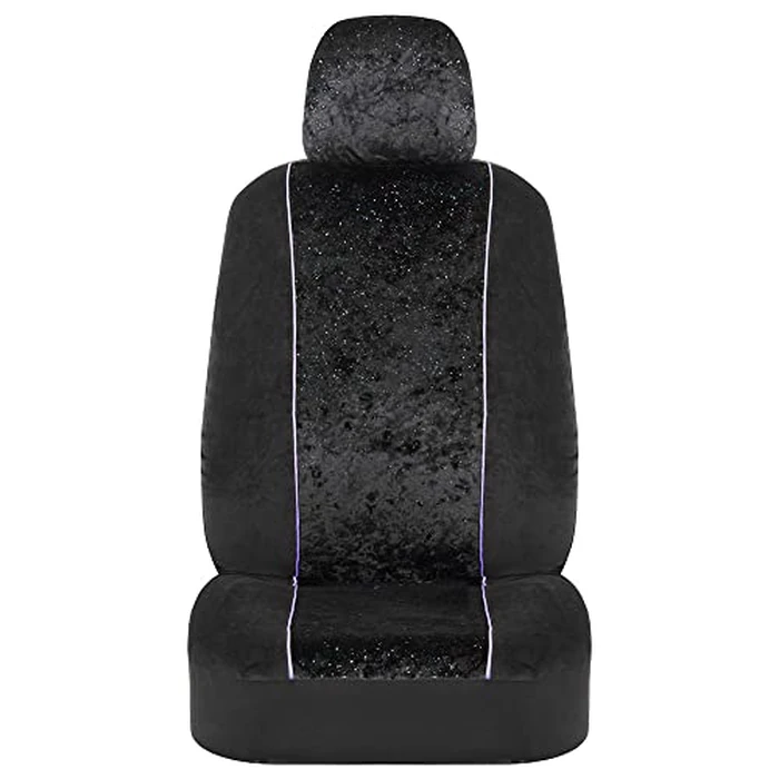 BDK Black Stardust Car Seat Covers for Front Seats, 2 Count.Glitter Pattern Front Seat Cover Set with Matching Headrest, Sideless Design for Easy Installation, Fits Most Car Truck Van and SUV (1 Pack) by BDK - Image 7