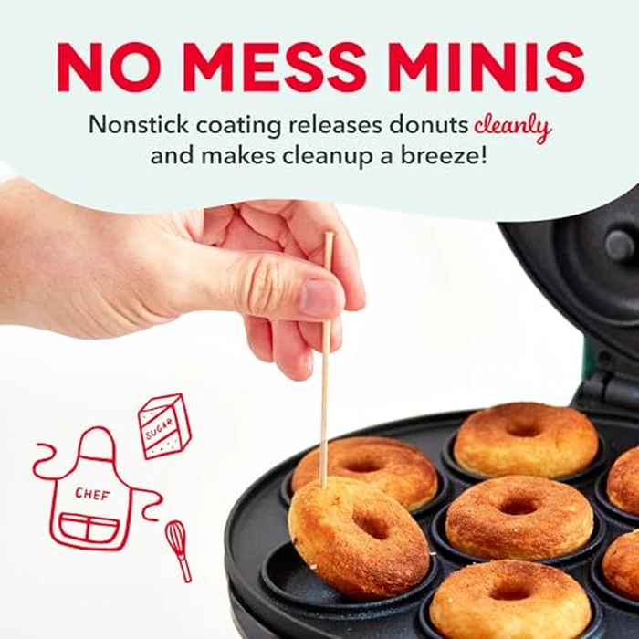 Dash Express Mini Donut Maker - Homemade Dessert Maker - Features Double-Sided, Non-Stick Surface & Space-Saving Design - Makes 7 - Aqua by DASH - Image 4