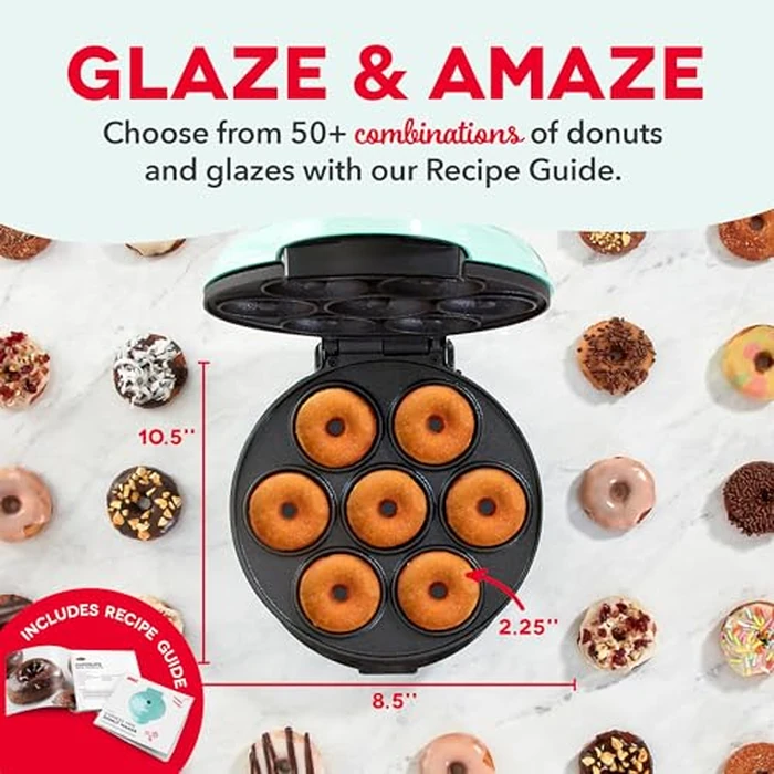 Dash Express Mini Donut Maker - Homemade Dessert Maker - Features Double-Sided, Non-Stick Surface & Space-Saving Design - Makes 7 - Aqua by DASH - Image 5