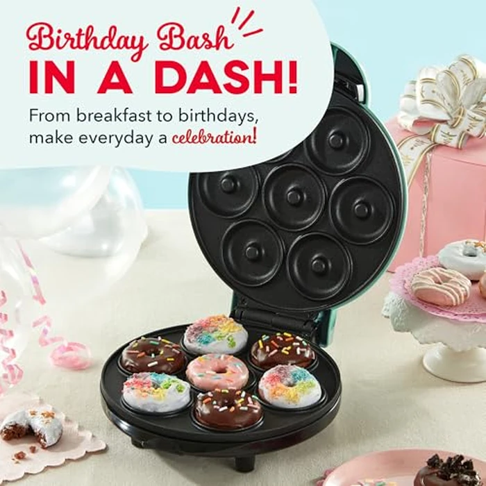 Dash Express Mini Donut Maker - Homemade Dessert Maker - Features Double-Sided, Non-Stick Surface & Space-Saving Design - Makes 7 - Aqua by DASH - Image 6