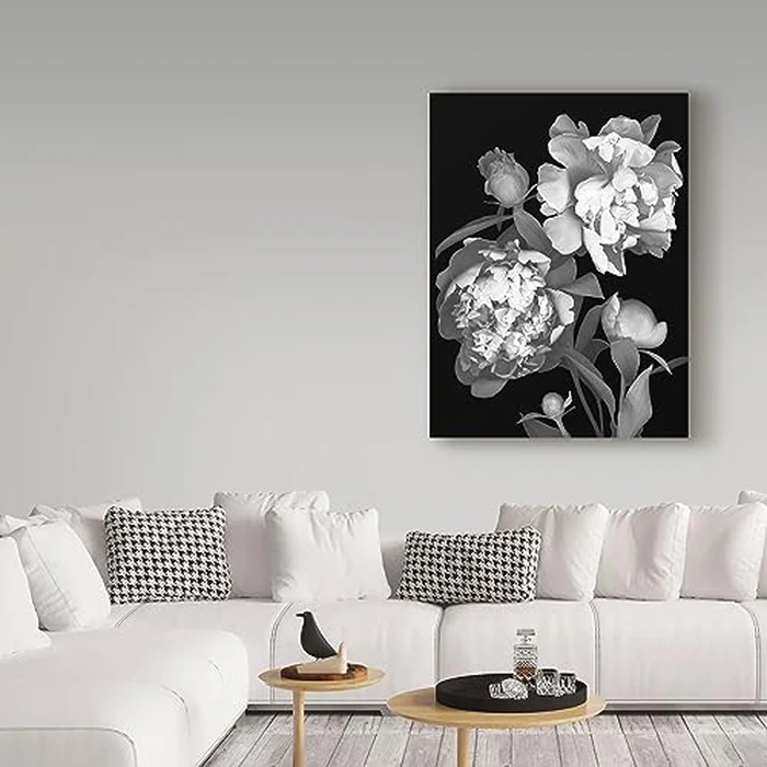 Susan S. Barmon 'Peony Black And White' Canvas Art by Trademark Fine Art - Image 3