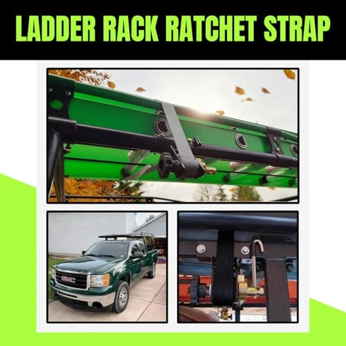 UMIRO 4-Pack Ladder Rack Ratchet Straps with J-Hook, 2" Black Round Tube Mount, 1.5" Wide x 7.5' Long Black Retractable Ratchet Tie Down Strap Roof Rack, 500 lbs Load Cargo Buckle Rack Lock Strap by UMIRO - Image 5