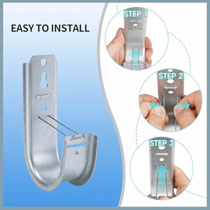 KUAGINZUHE 50 Pack 2-Inch Galvanized Steel Cable Support J-Hooks with Retainer Clips - Heavy Duty Wall Mount Cable Management Hooks for Structured Cabling & Organization by KUAGINZUHE - Image 5