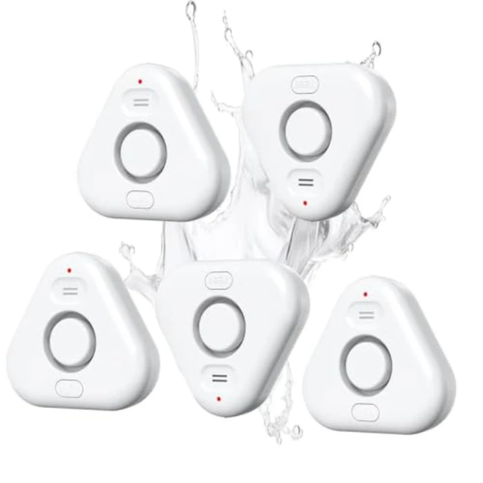 5 Pack Water Leak Detectors for Home, Stechro 4 Levels Adjustable Audio 0-120dB Water Sensor Alarm Leak Detector with Leak and Drip Alert, IP66 Water Leak Sensor for Basements Kitchen Sink Laundry by STECHRO - Used - Very Good condition - US$27.25